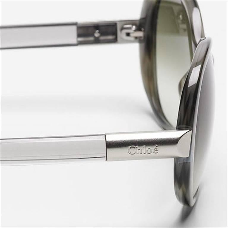 Nuevas Gafas de Sol Chloe Cuerno Tortuga Con Lucite Con Estuche y Caja en venta 3
