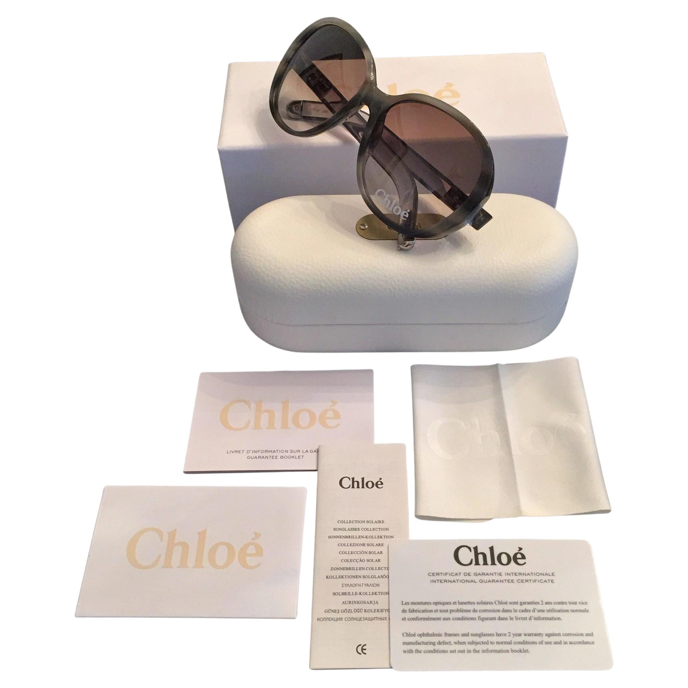 Nuevas Gafas de Sol Chloe Cuerno Tortuga Con Lucite Con Estuche y Caja