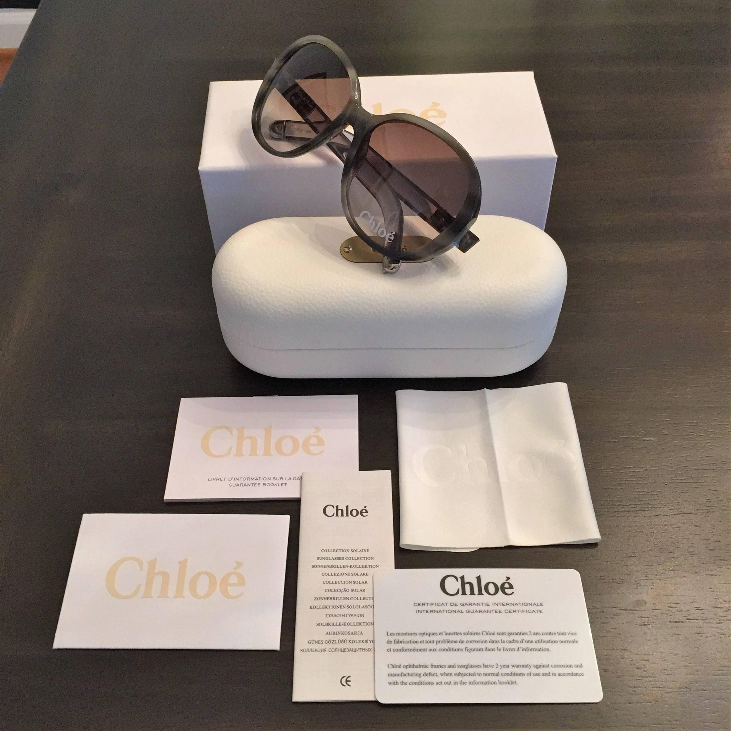 New Chloe Horn Tortoise Sunglasses With Lucite With Case & Box 3