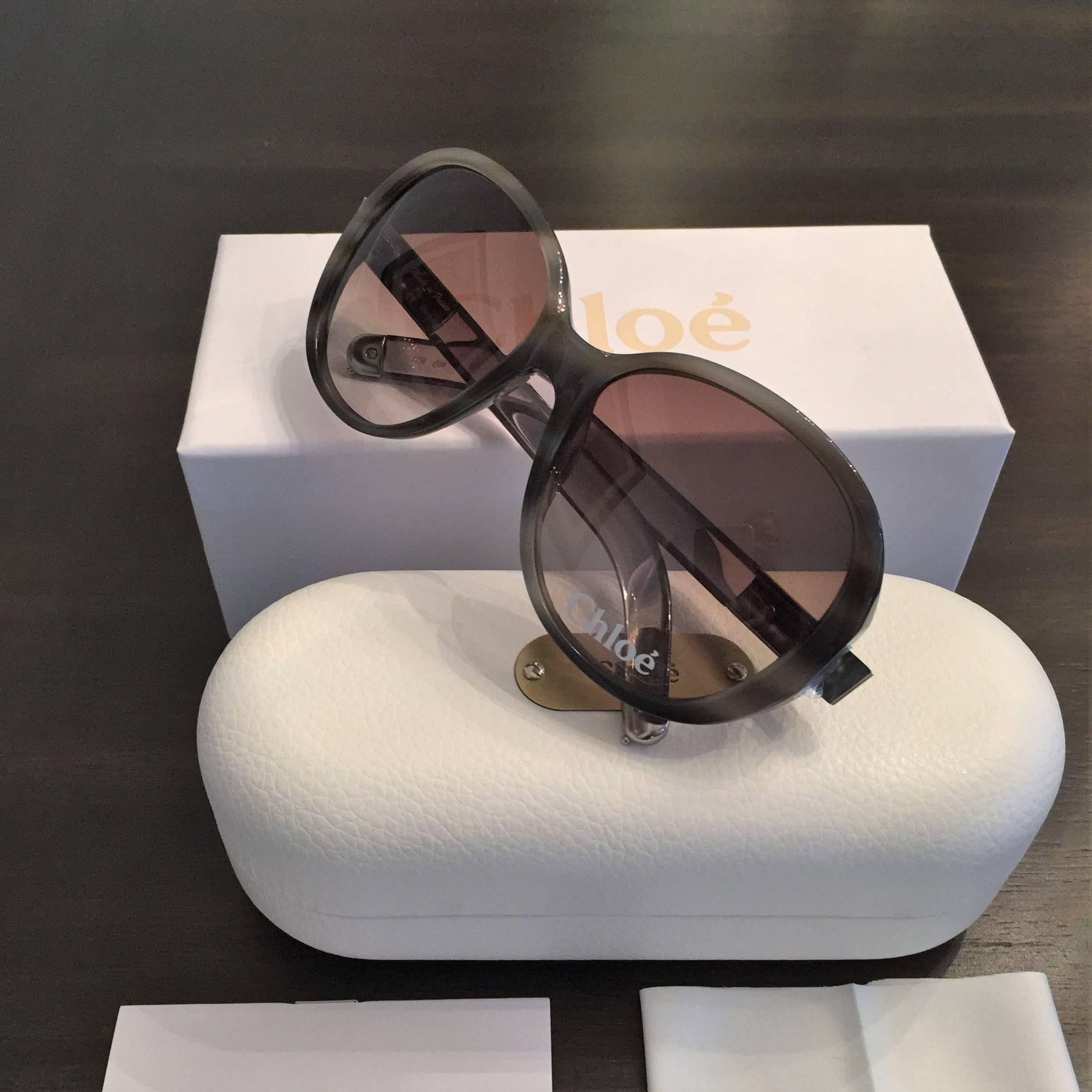 New Chloe Horn Tortoise Sunglasses With Lucite With Case & Box 4