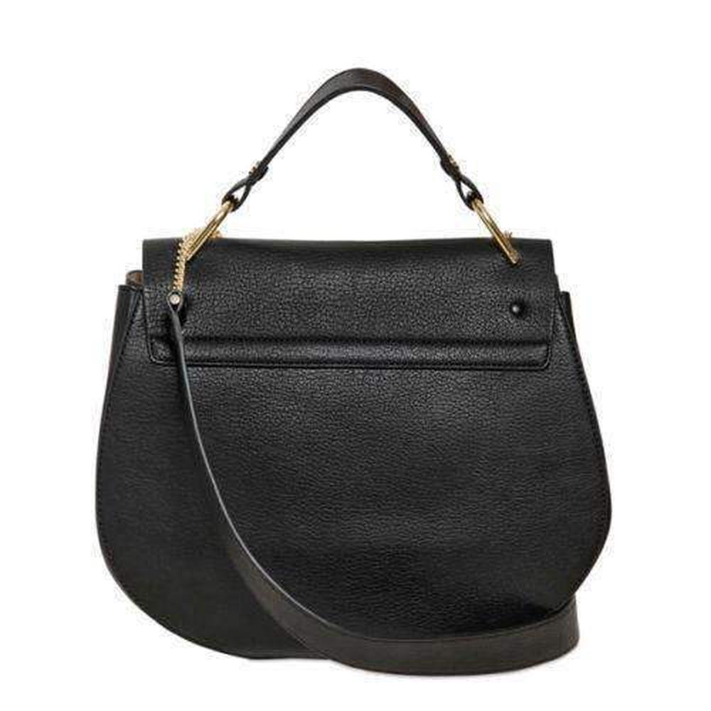 Women's New Chloe Large Drew Faye Black Grained Napa Leather Shoulder bag For Sale