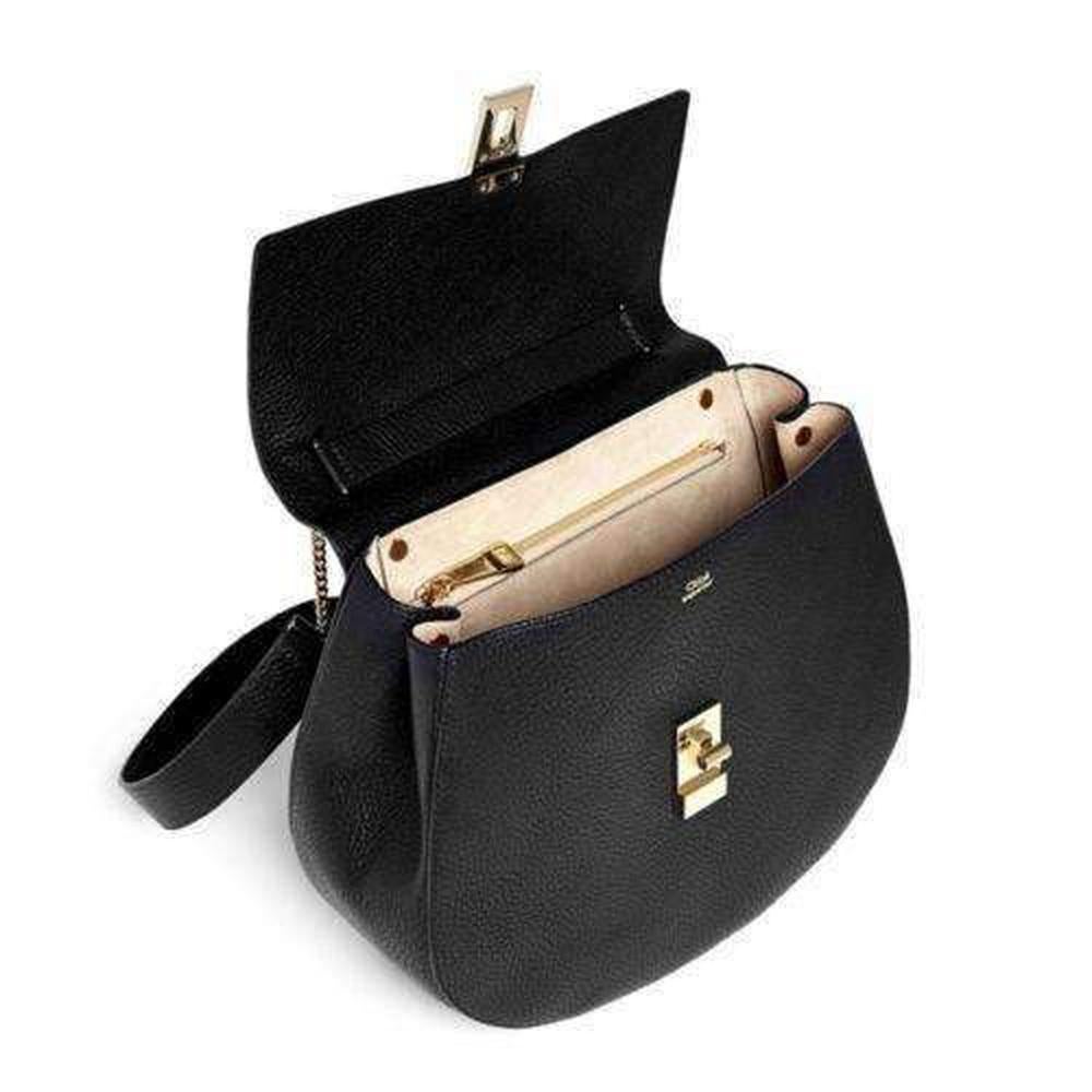 New Chloe Large Drew Faye Black Grained Napa Leather Shoulder bag For Sale 1