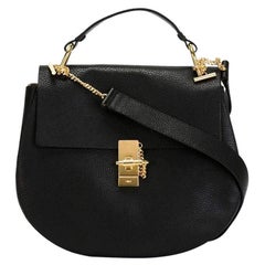 New Chloe Large Drew Faye Black Grained Napa Leather Shoulder bag