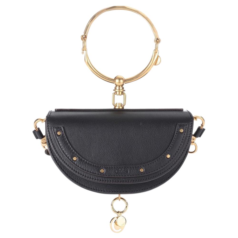 New Chloe Nile Minaudière Leather Crossbody Black Bag For Sale