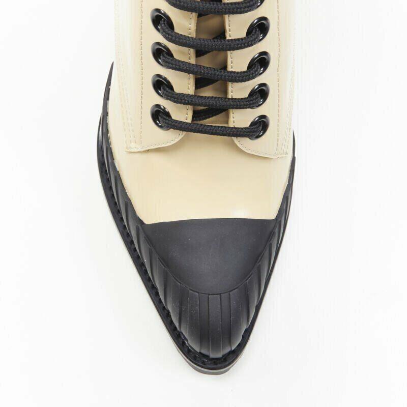 new CHLOE Runway Rylee cream brown leather block heel heel rubber toe boot EU41 3