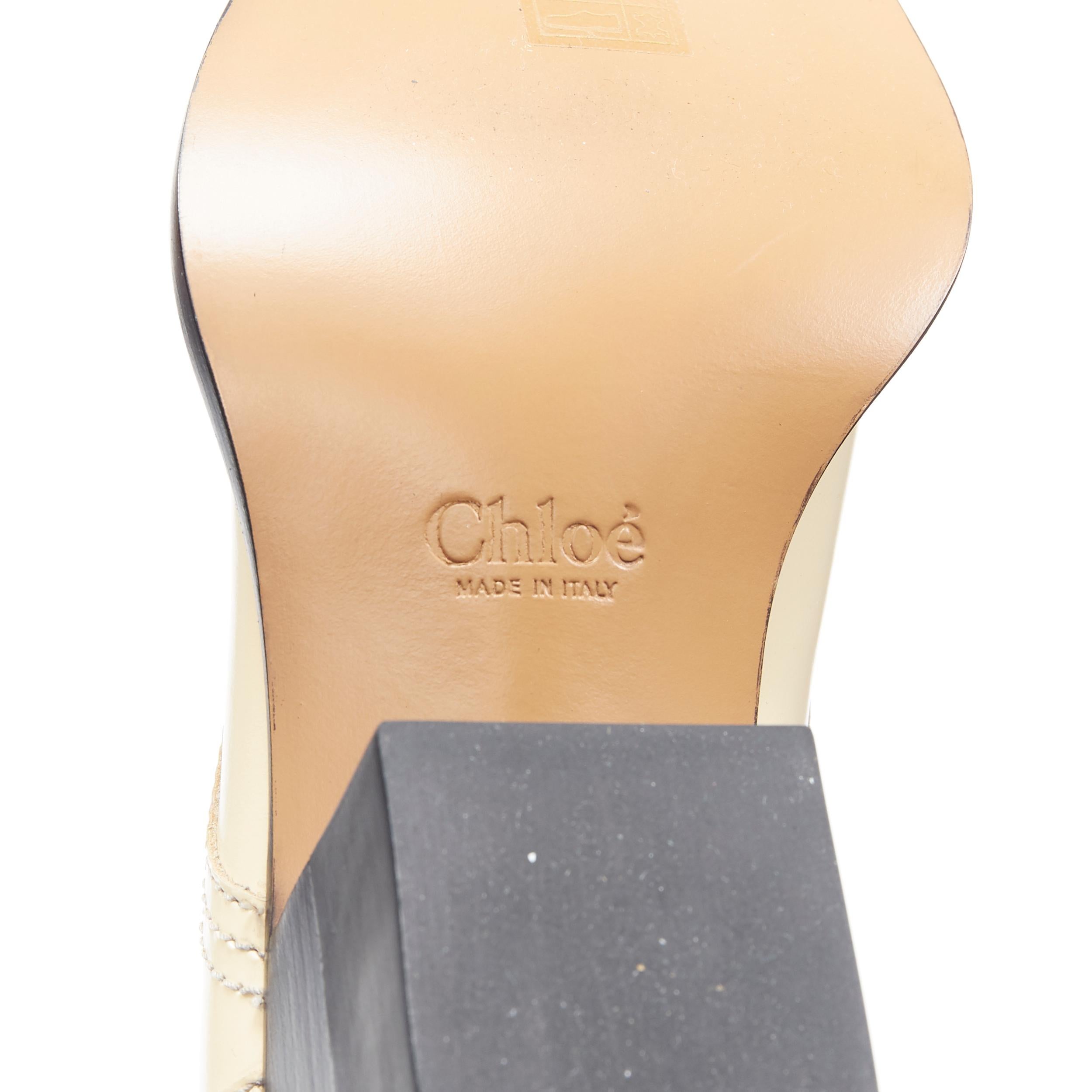 new CHLOE Runway Rylee cream leather lace up block heel pointed toe boot EU39.5 4