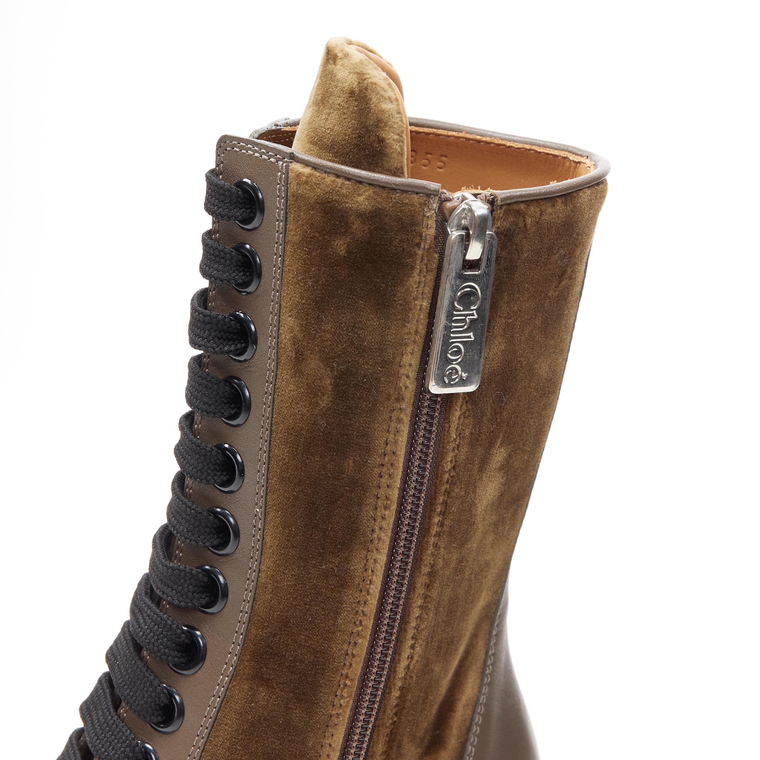 new CHLOE Runway Rylee dark green velvet baroque metal heel rubber toe boot EU37 2