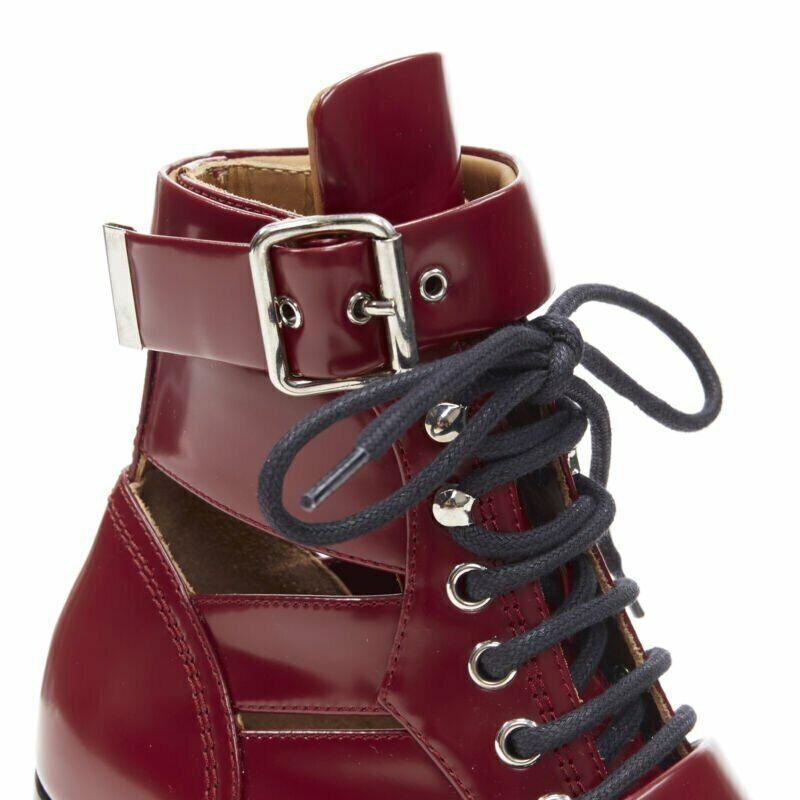 new CHLOE Rylee burgundy red leather cut out buckled pointy ankle boot EU36.5 5