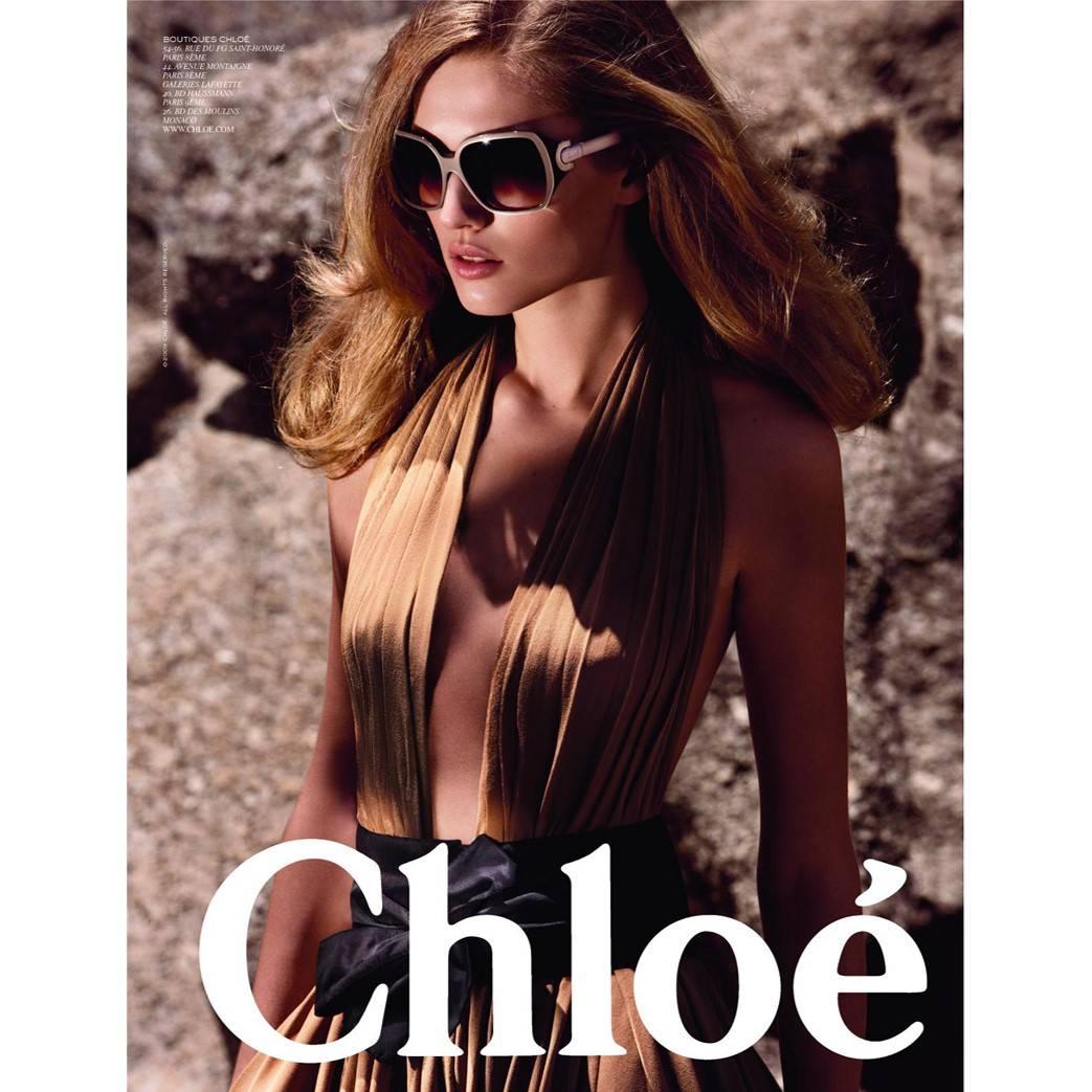 Women's New Chloe Silver Beige Sunglasses With Case & Box