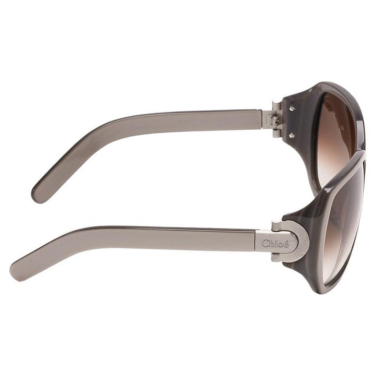New Chloe Silver Beige Sunglasses With Case and Box For Sale  display picture 1
