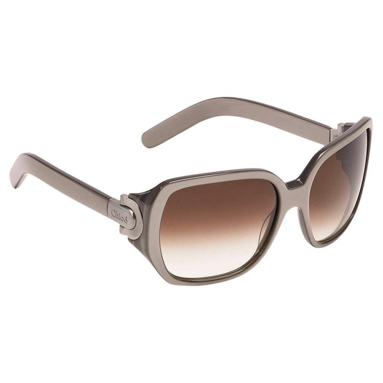 New Chloe Silver Beige Sunglasses With Case and Box For Sale  display picture 2