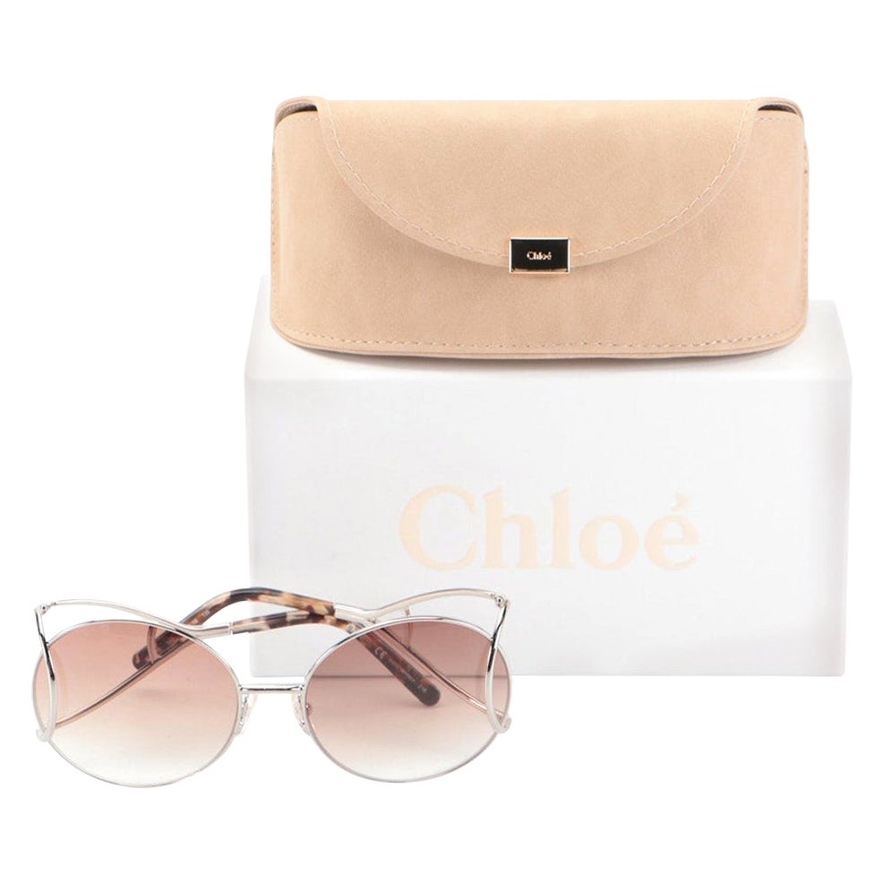 Nuevas gafas de sol Chloe Silver con estuche y caja