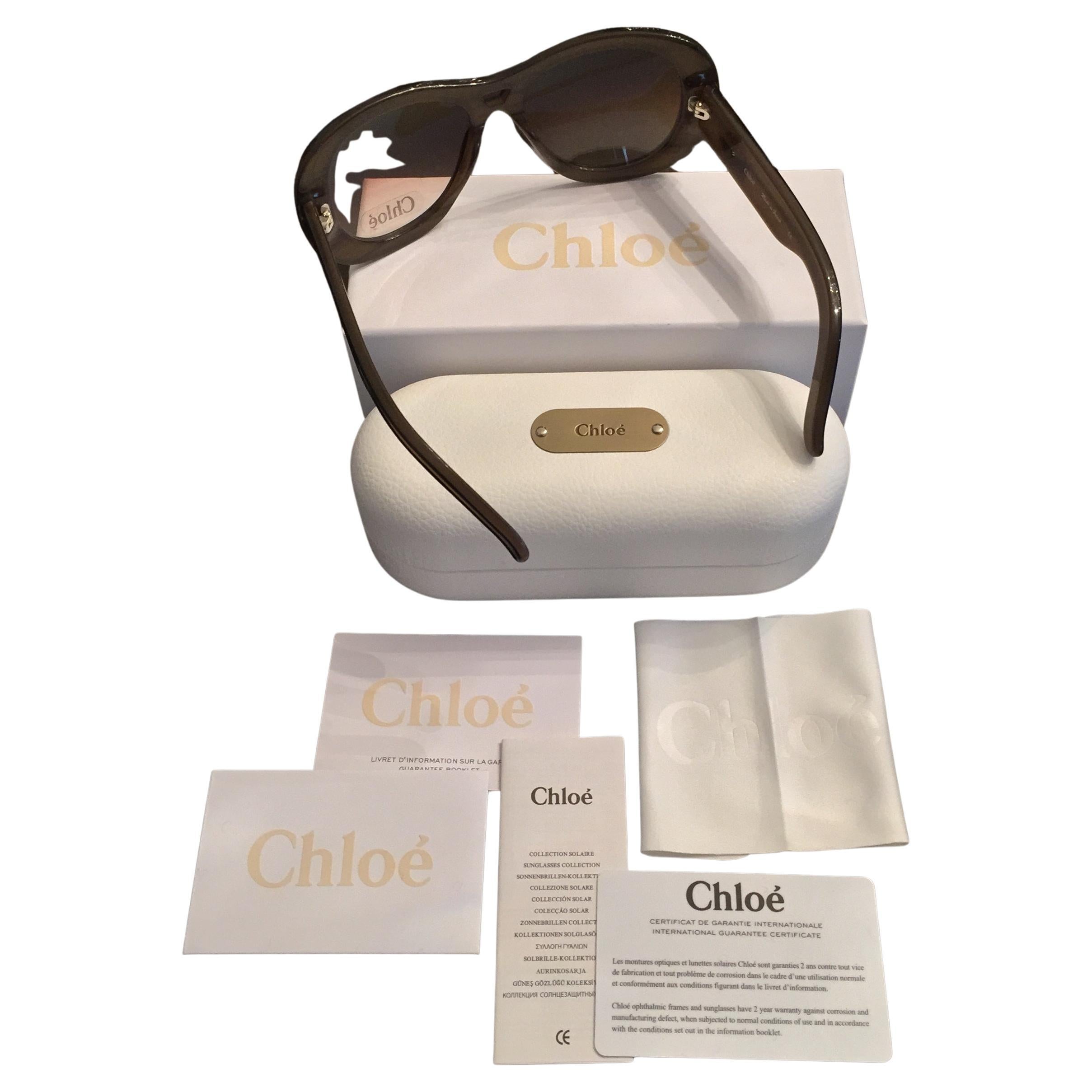 Nuevas gafas de sol Chloe con estuche y caja Beige en venta