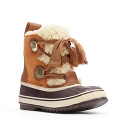 nuovo CHLOE X SOREL stivale utilitario in pelle scamosciata marrone tan foderato in shearling EU37