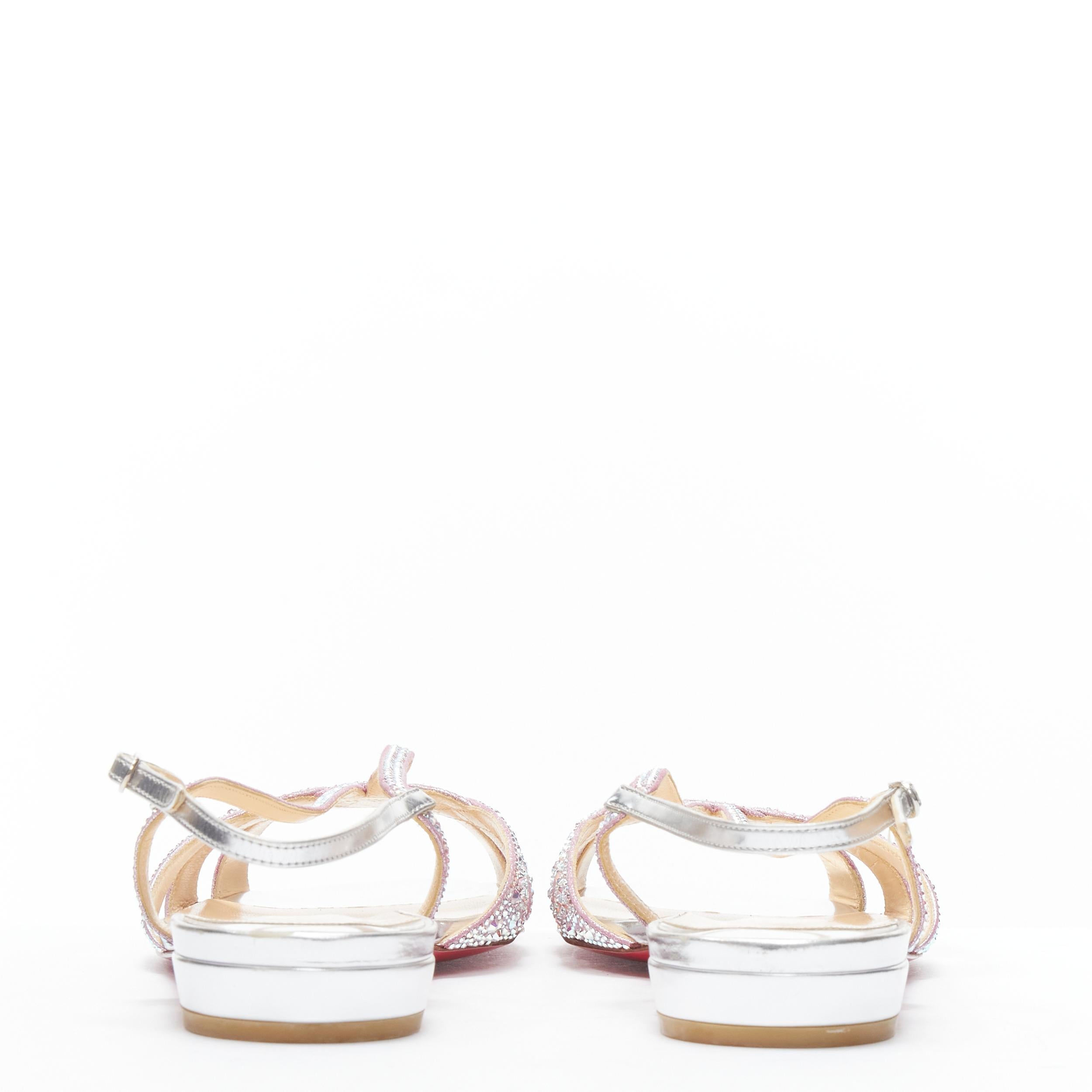 Women's new CHRISTIAB LOUBOUTIN Lady Strass crystal embellished flat sandals EU39
