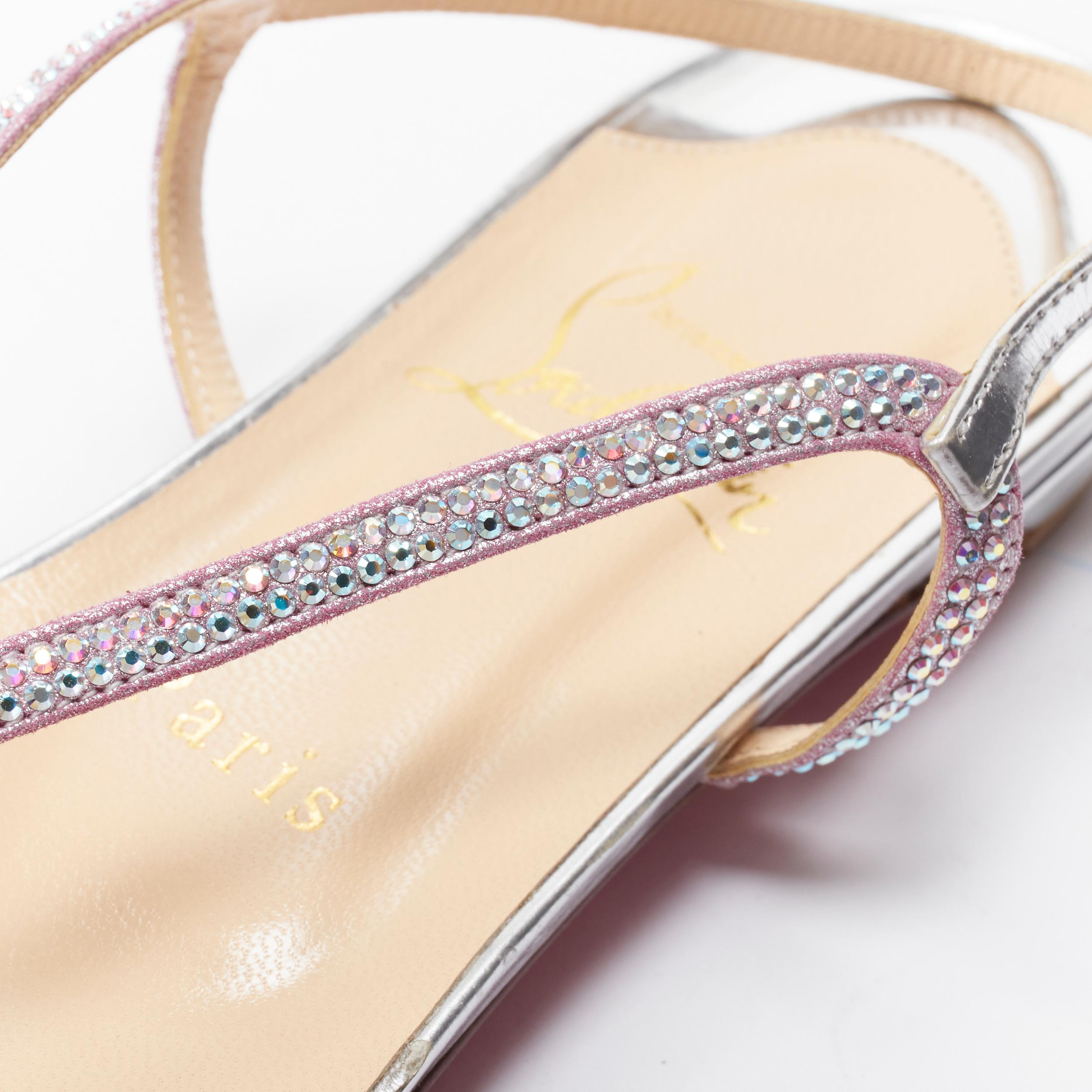 new CHRISTIAB LOUBOUTIN Lady Strass crystal embellished flat sandals EU39 4