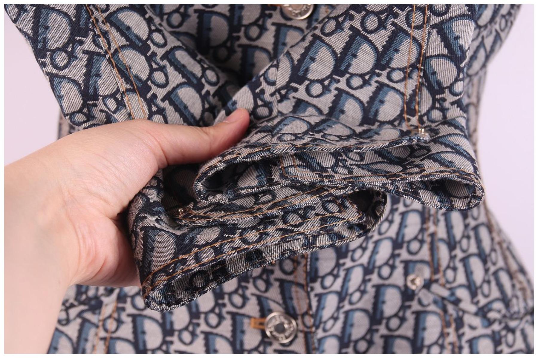 NEW CHRISTIAN DIOR 2005 Vintage Oblique Canvas Trotter Monogram Jacket SZ USA 10 For Sale 3