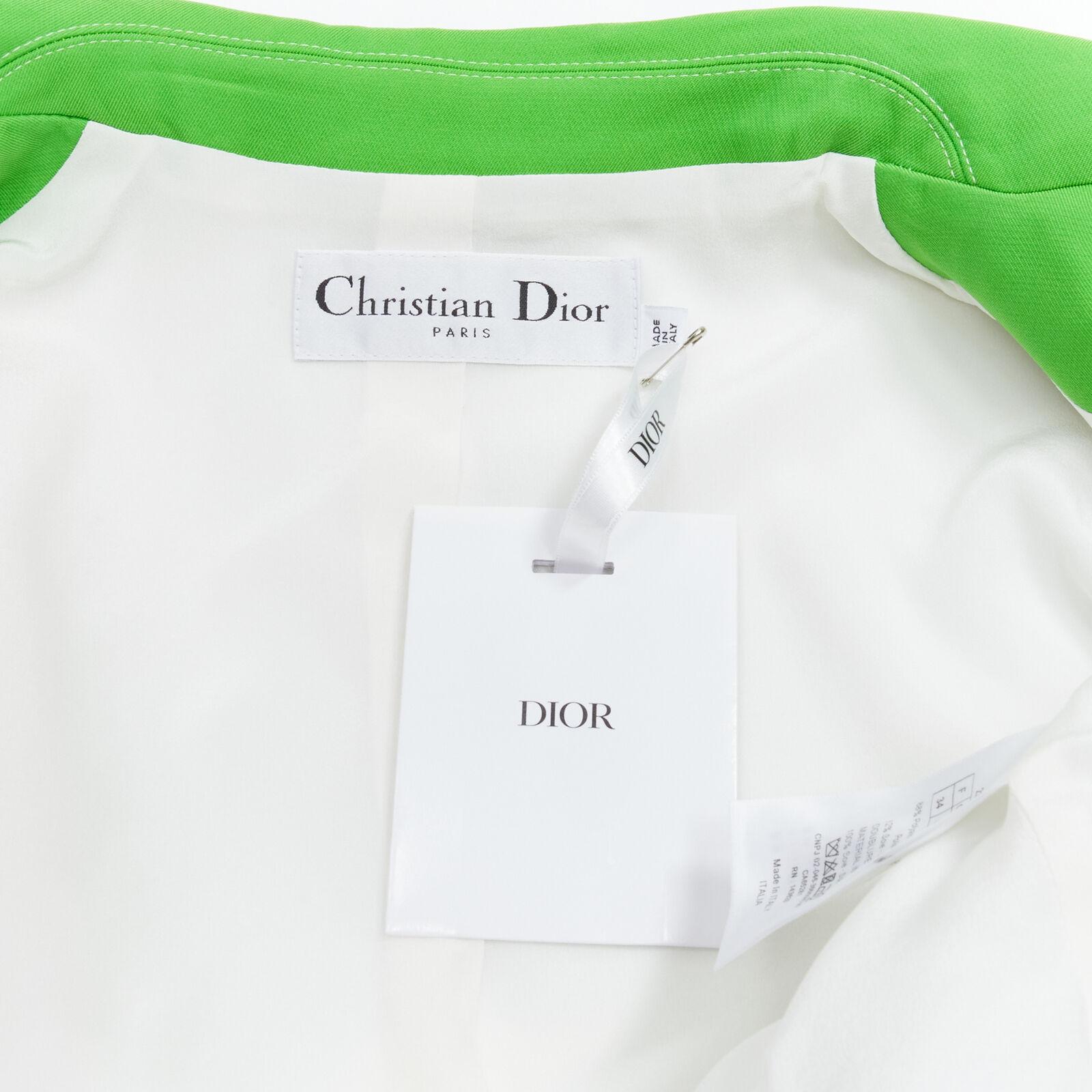 new CHRISTIAN DIOR 2022 Runway green Fantaisie animalier cropped jacket FR34 XS For Sale 6