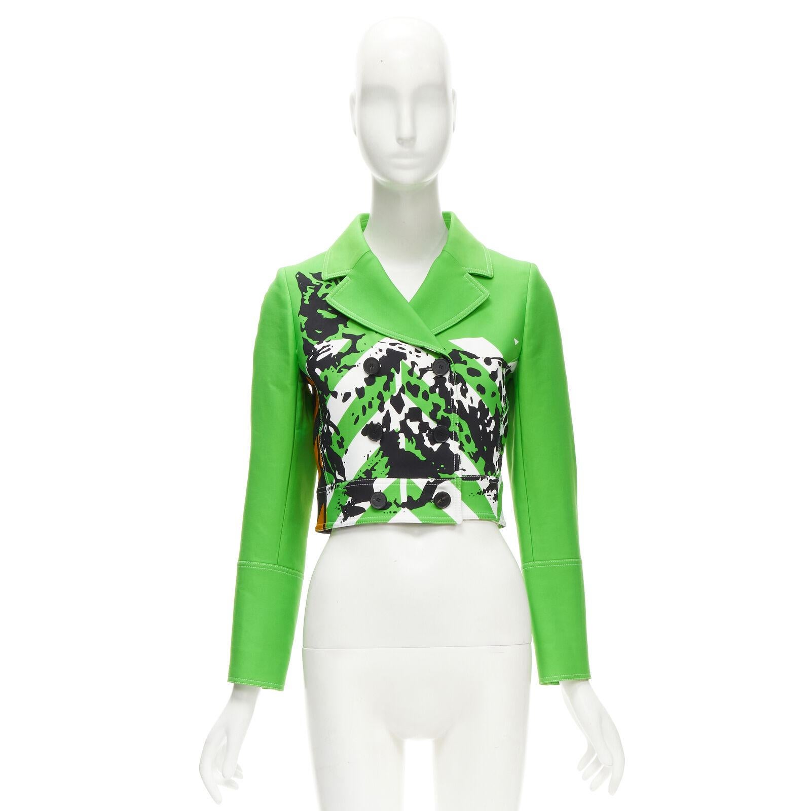 new CHRISTIAN DIOR 2022 Runway green Fantaisie animalier cropped jacket FR34 XS For Sale 7