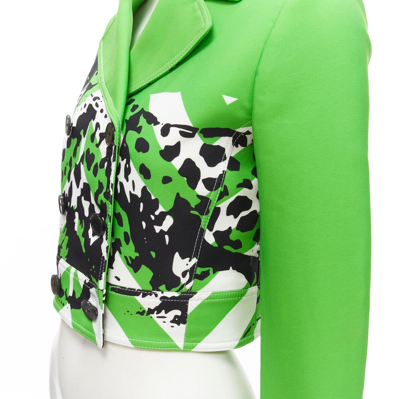 new CHRISTIAN DIOR 2022 Runway green Fantaisie animalier cropped jacket FR34 XS For Sale 3