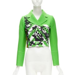 new CHRISTIAN DIOR 2022 Runway green Fantaisie animalier cropped jacket FR34 XS
