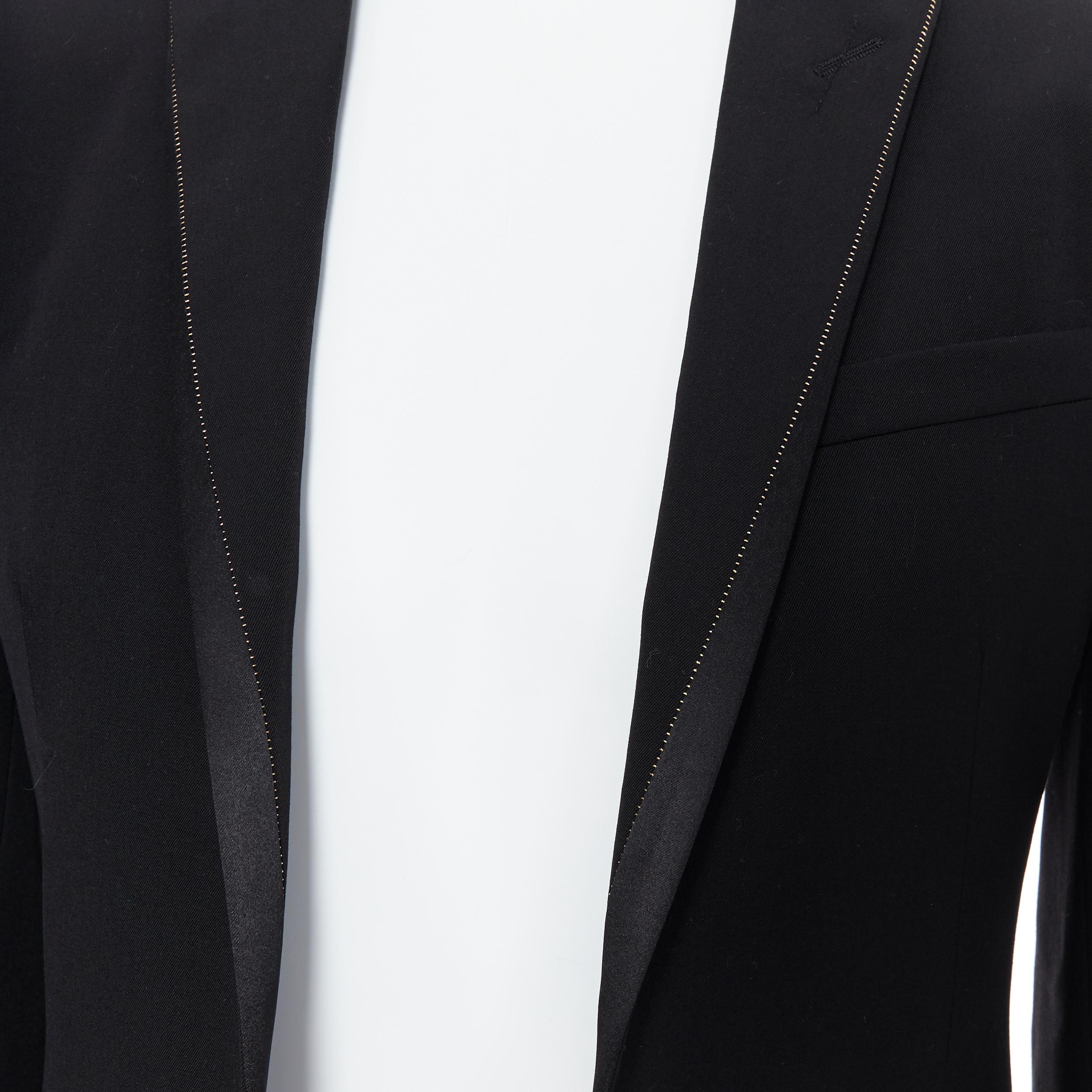 new CHRISTIAN DIOR ATELIER black wool gold stitch peak lapel tuxedo blazer FR46 2