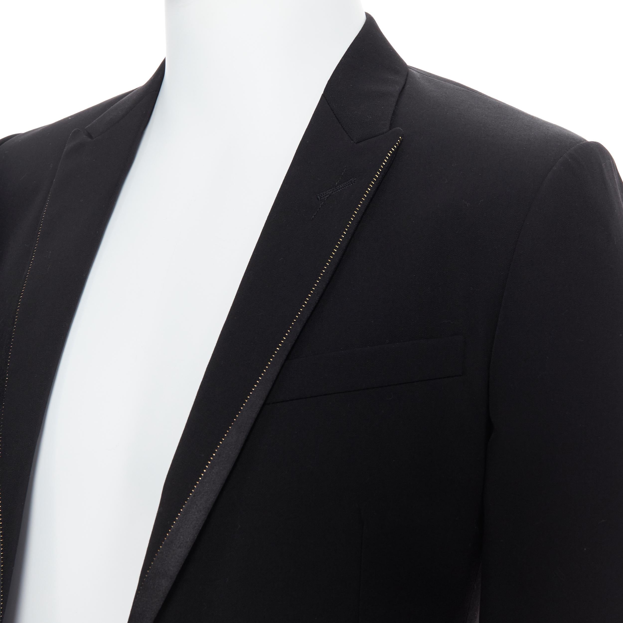 new CHRISTIAN DIOR ATELIER black wool gold stitch peak lapel tuxedo blazer FR46 1
