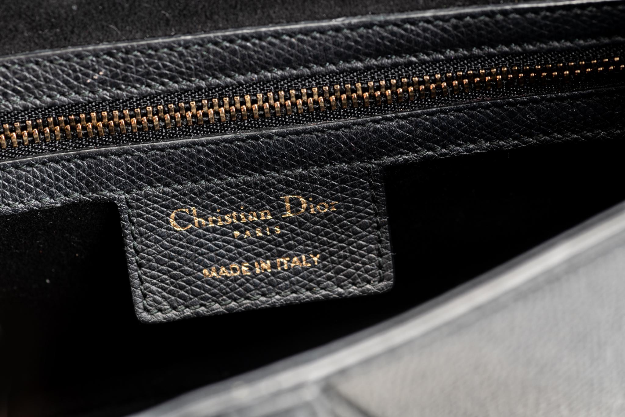New Christian Dior Black Gold Calfskin Saddle Bag 4