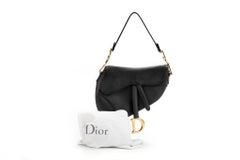 New Christian Dior Black Gold Calfskin Saddle Bag
