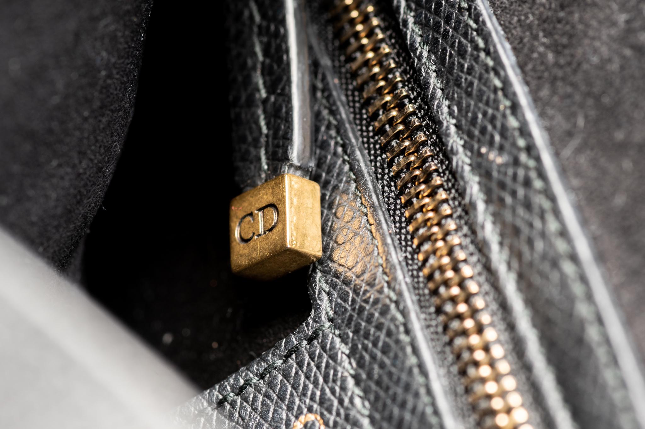 New Christian Dior Black Gold Calfskin Saddle Bag 1