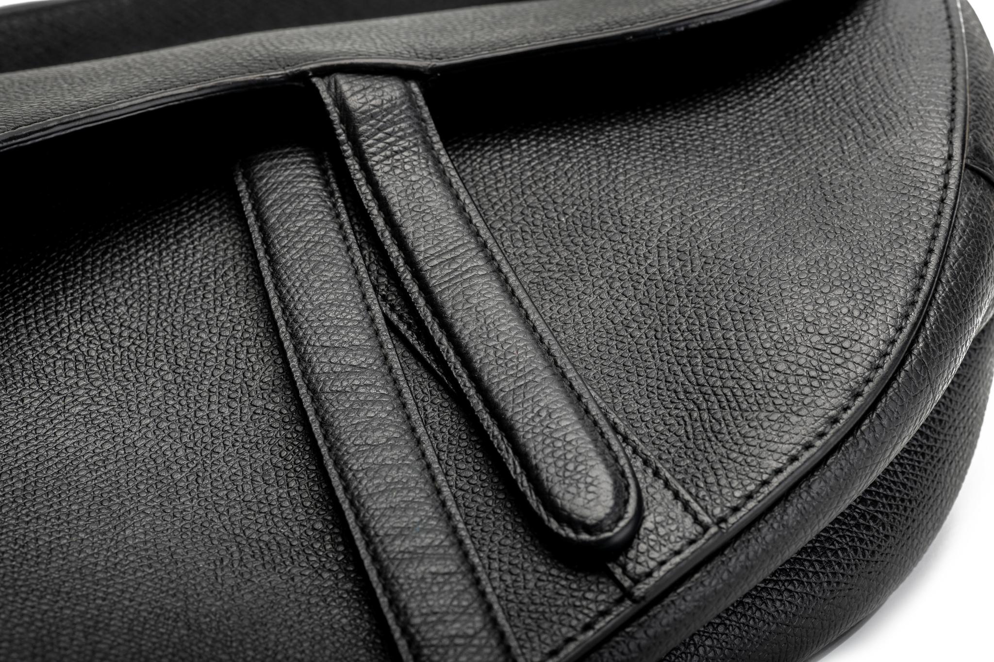 New Christian Dior Black Gold Calfskin Saddle Bag 2