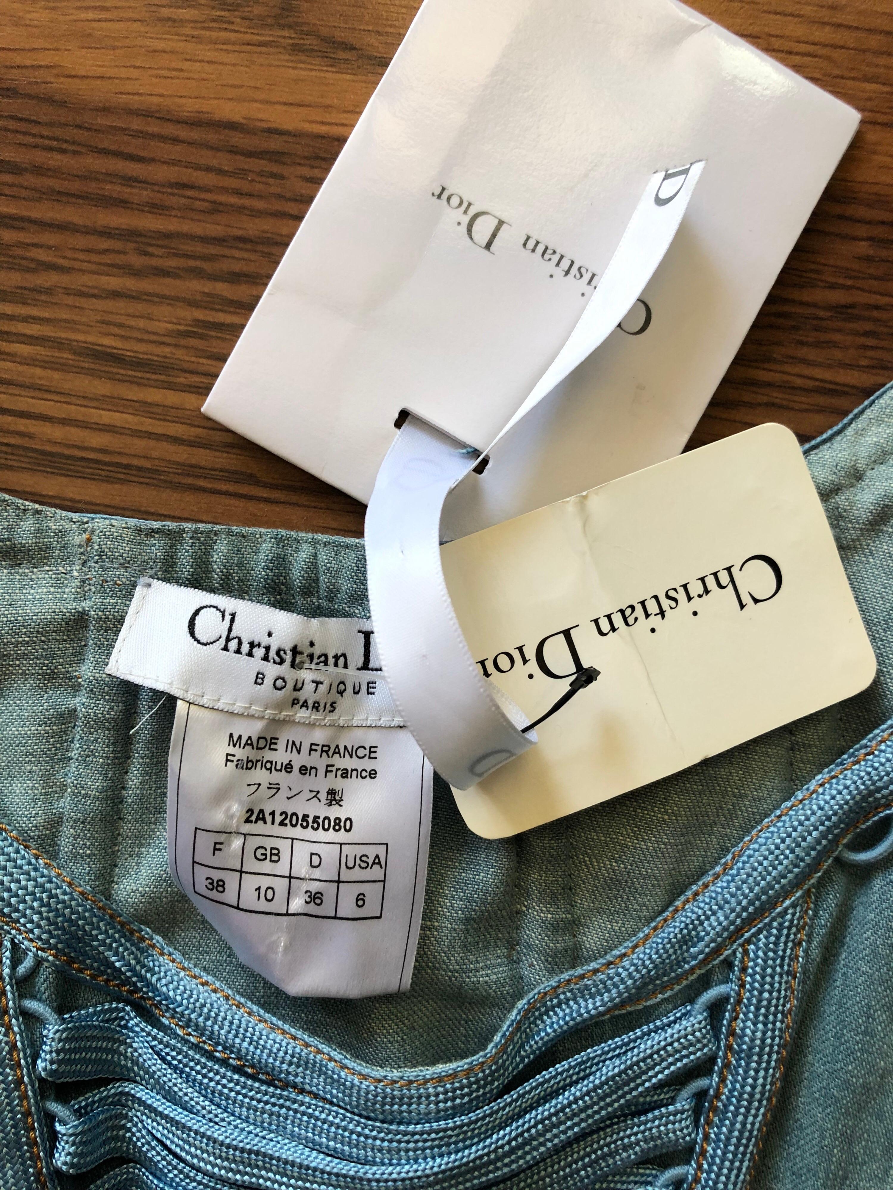 Neu Christian Dior by John Galliano S/S 2002 Denim Bustier Korsett Top Damen