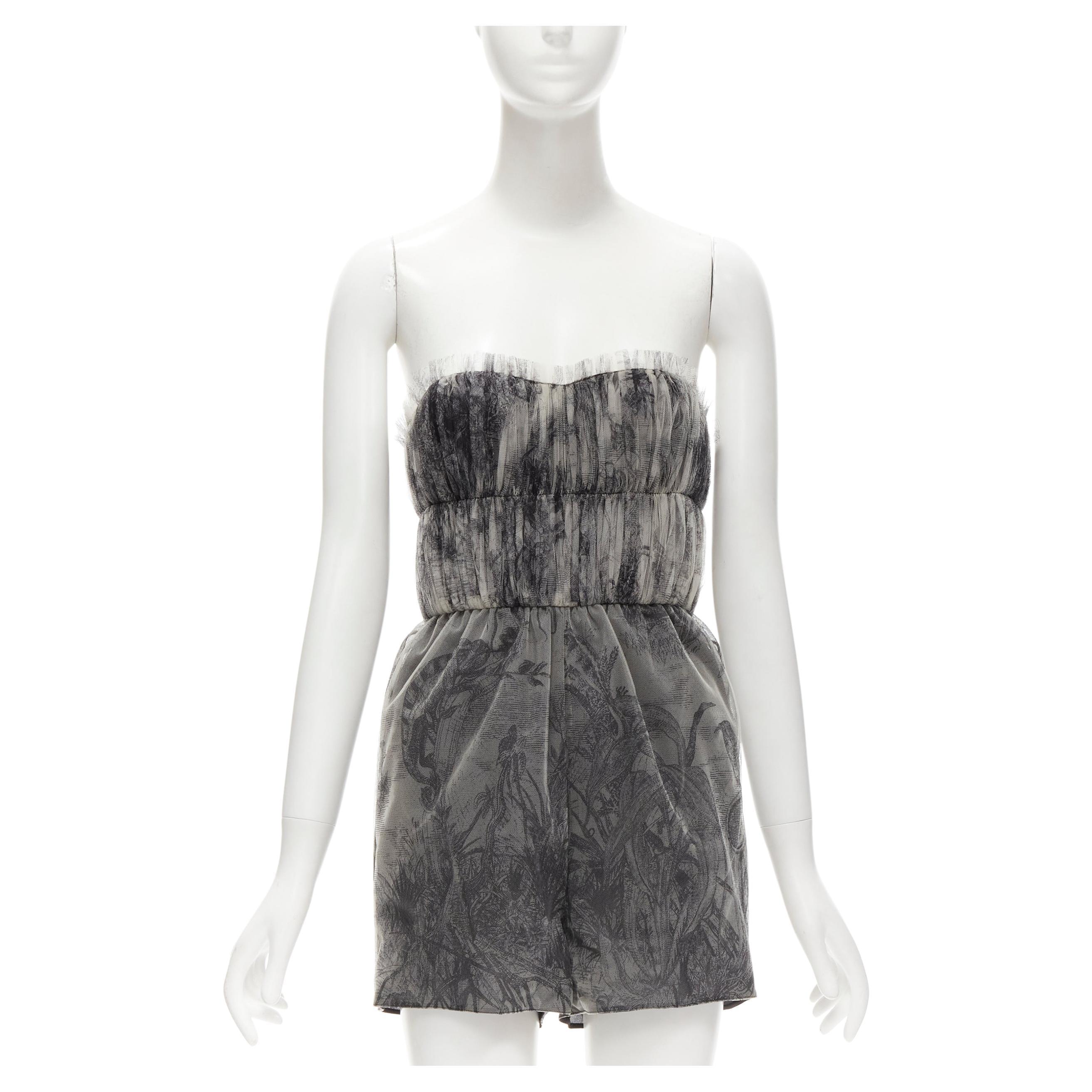 new CHRISTIAN DIOR Fantaisie Dioriviera tulle gathered pleated romper FR34 XS For Sale