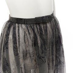 CHRISTIAN DIOR Fantaisie Schwarzer durchsichtiger Tüllrock mit offener Vorderseite FR34 XS