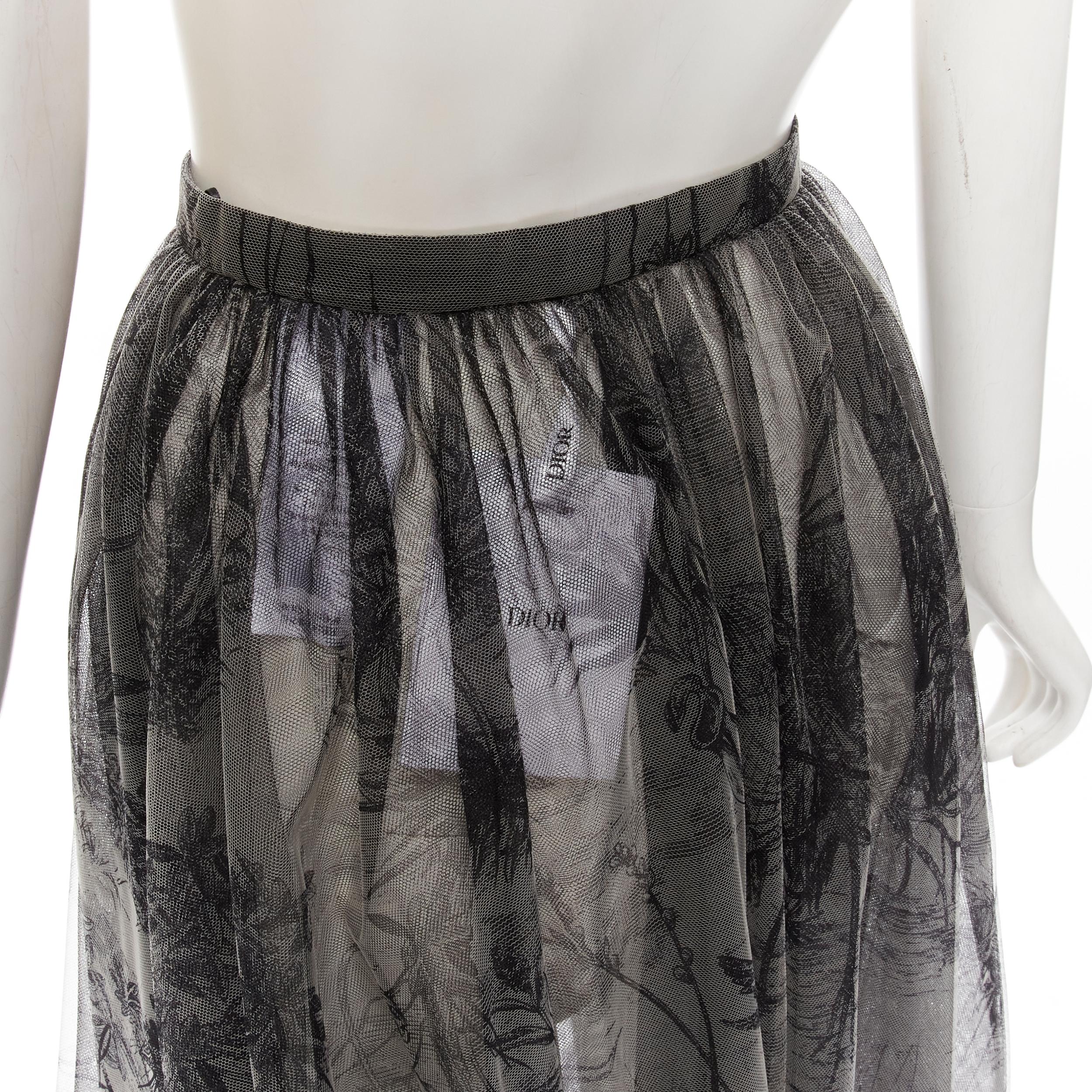 new CHRISTIAN DIOR Fantaisie sheer tulle bow waist open front slit skirt FR34 XS 1