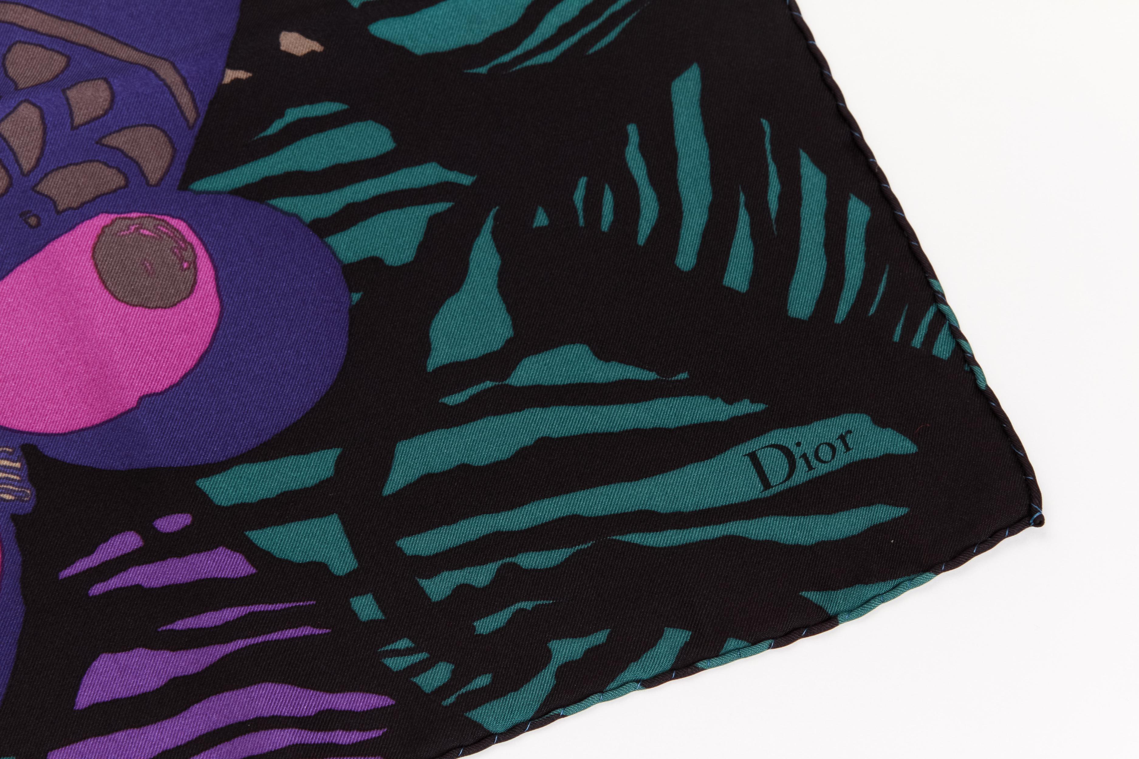 Black New Christian Dior Graphic Butterfly Print Scarf For Sale