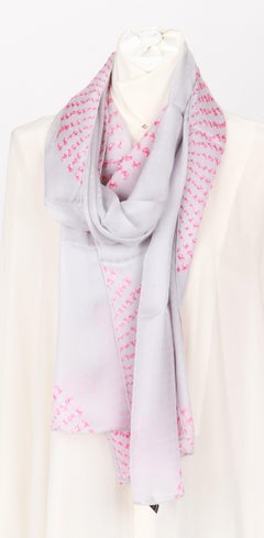 New Christian Dior Gray Quilted Silk Chiffon Stole Scarf