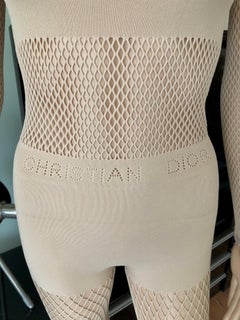 New Christian Dior Logo Monogram Sheer Mesh Fishnet Bodysuit Playsuit Jumpsuit