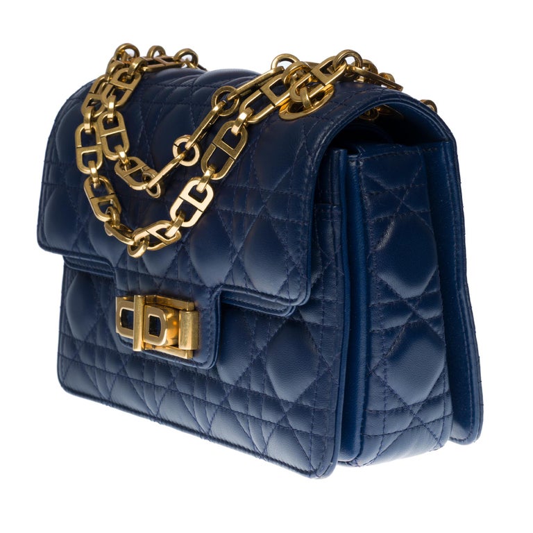 New /Christian Dior Miss Dior Shoulder bag in Navy Blue cannage leather,  GHW at 1stDibs