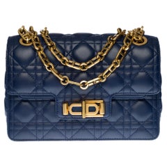 New /Christian Dior Miss Dior Shoulder bag in Navy Blue cannage leather, GHW