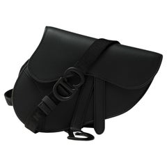 New Christian Dior Saddle belt clutch in Black calfskin, BHW