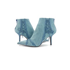 NEW Christian Dior SS 2002 Galliano Blue Bow Pointed Toe Heeled Booties 41.5