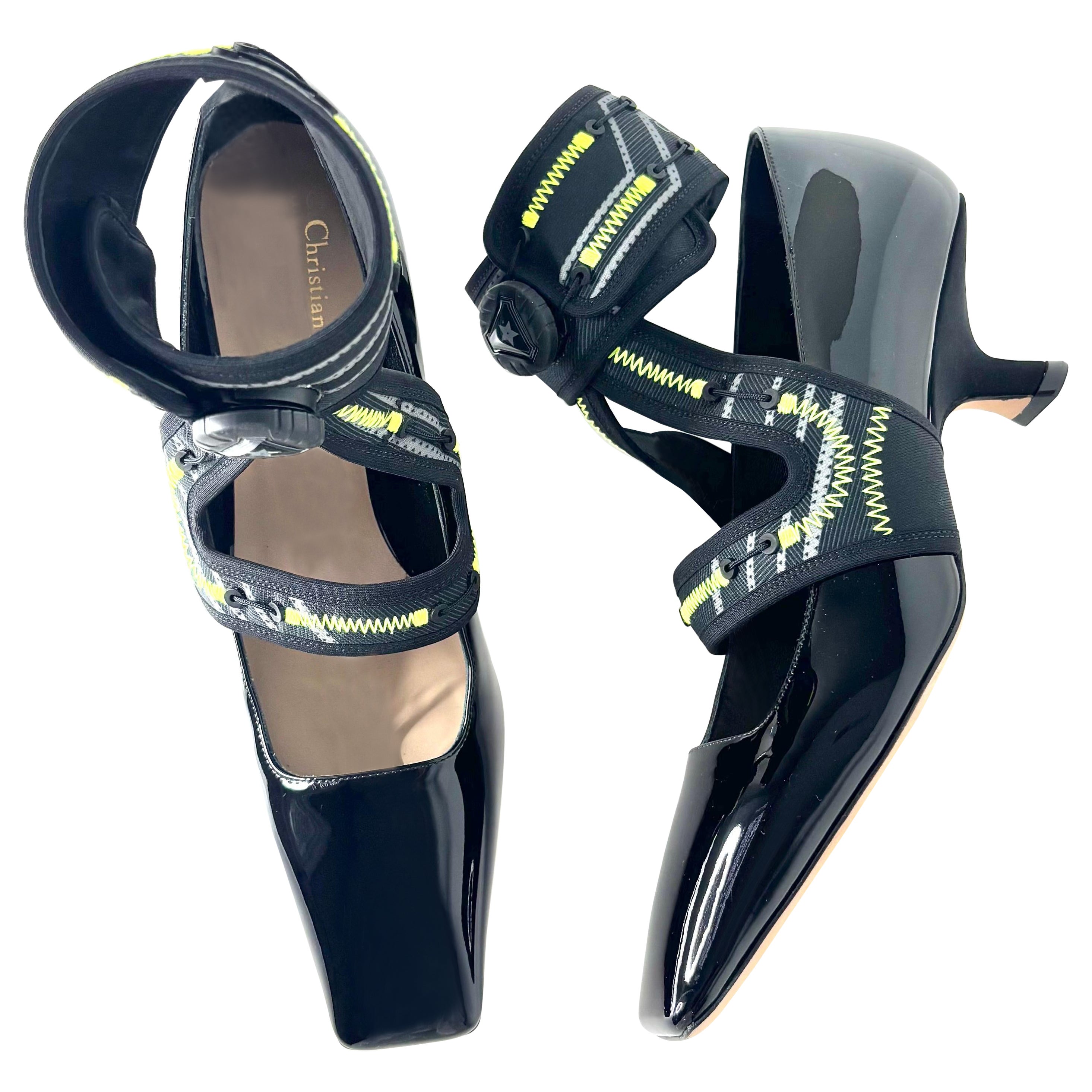 NUOVO Christian Dior x Roger Vivier Pumps in vernice nera 39,5