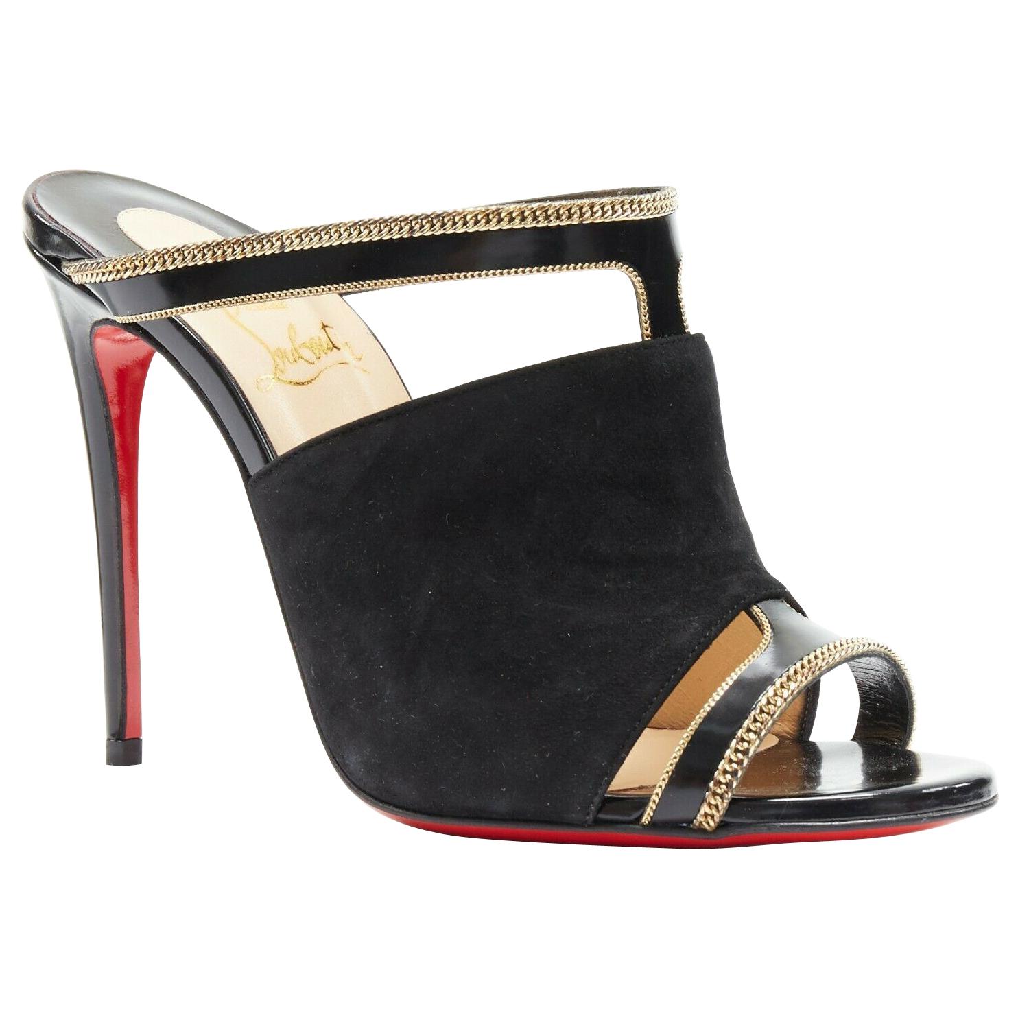 black suede mule heel