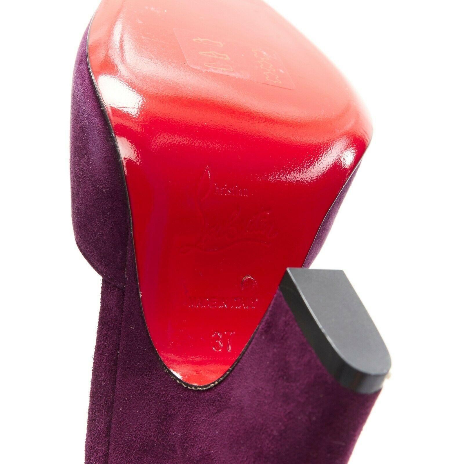 new CHRISTIAN LOUBOUTIN Aketi 100 purple suede scallop ankle strap heel EU37 5