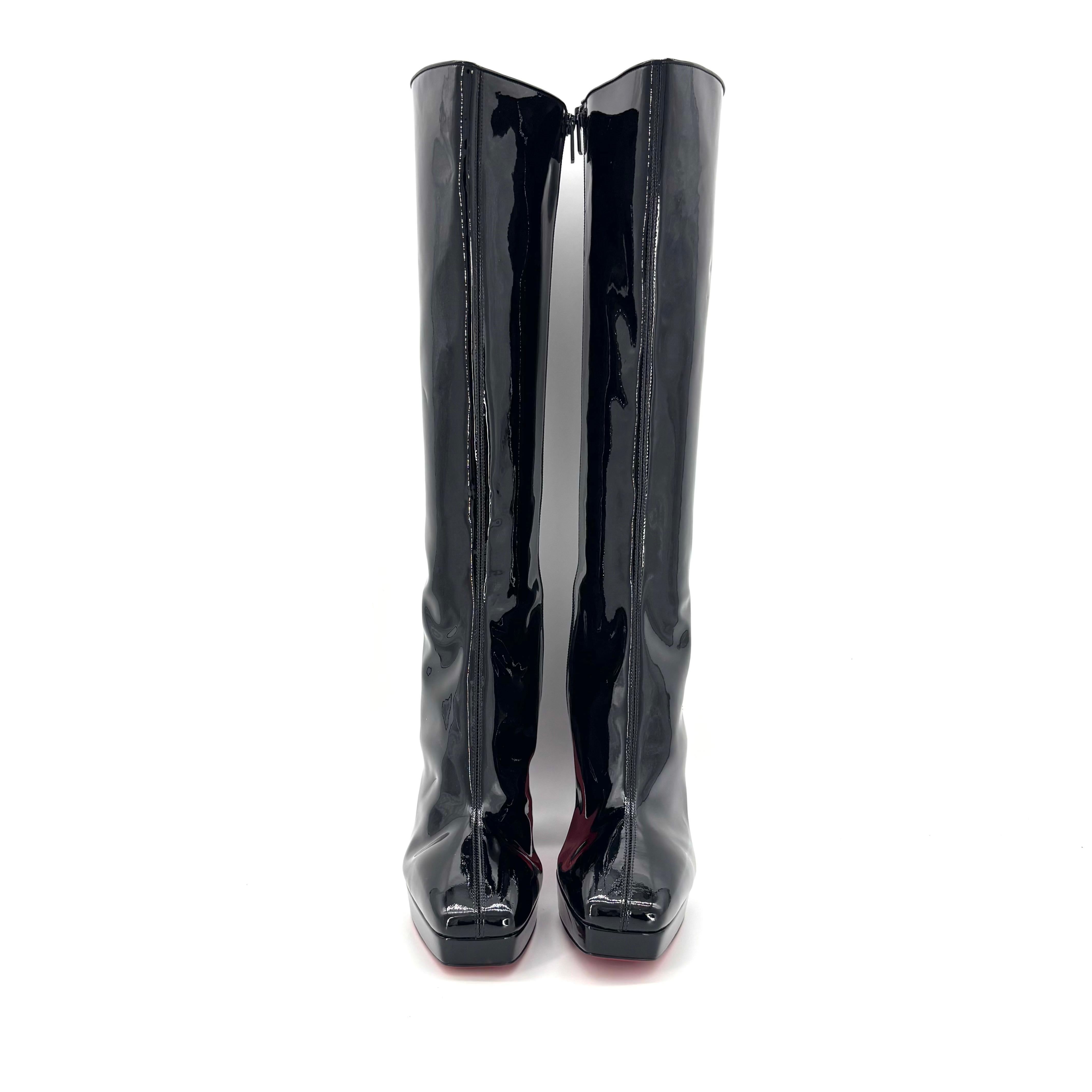 NEW Christian Louboutin Alleo 90 Patent Knee High Platform Boots 41 In condizioni ottime in vendita a Mechanicsville, VA