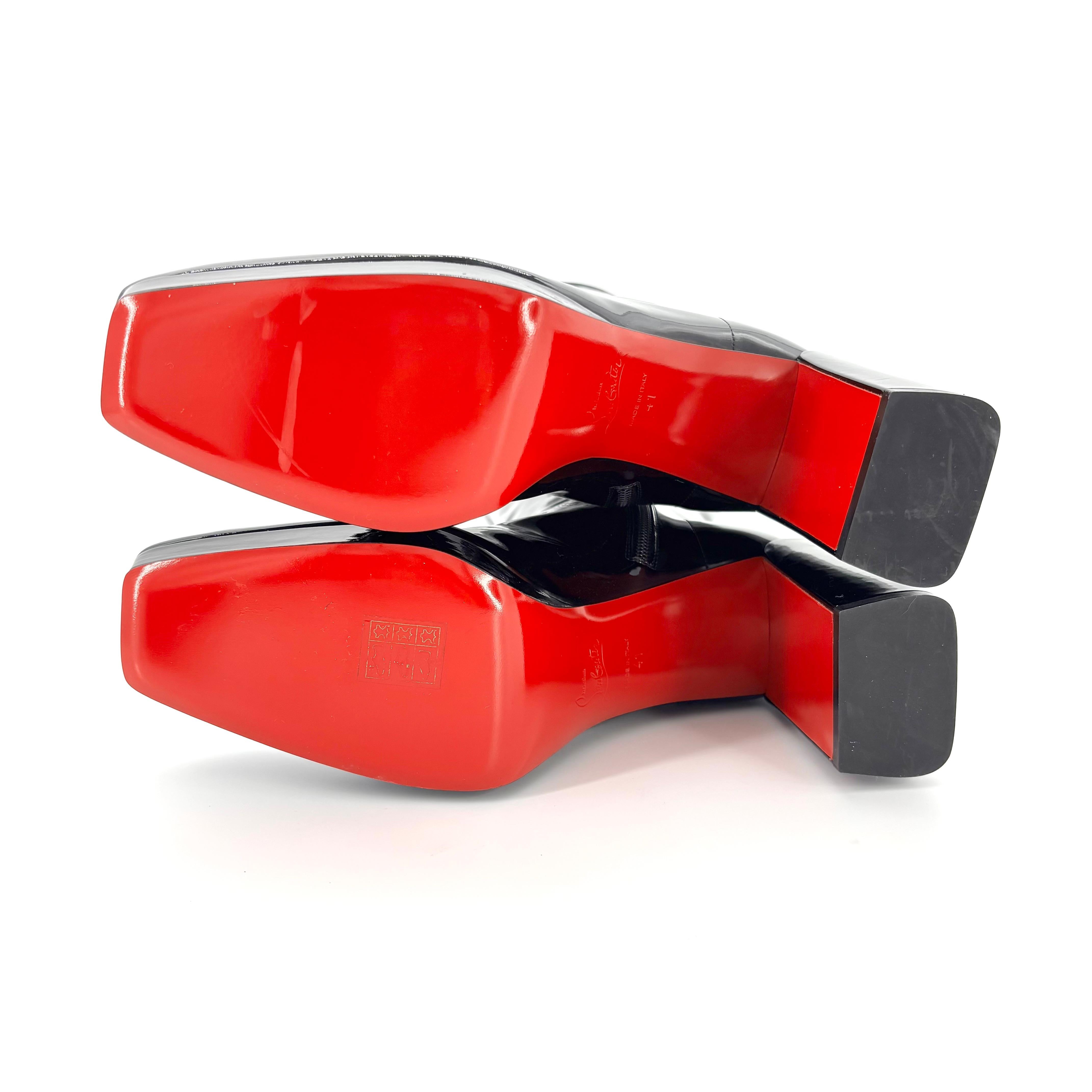 NEW Christian Louboutin Alleo 90 Patent Knee High Platform Boots 41 in vendita 3