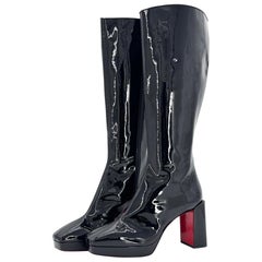NEW Christian Louboutin Alleo 90 Patent Knee High Platform Boots 41
