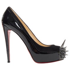 new CHRISTIAN LOUBOUTIN Asteroid 140 black suede patent spike strass pump EU39.5