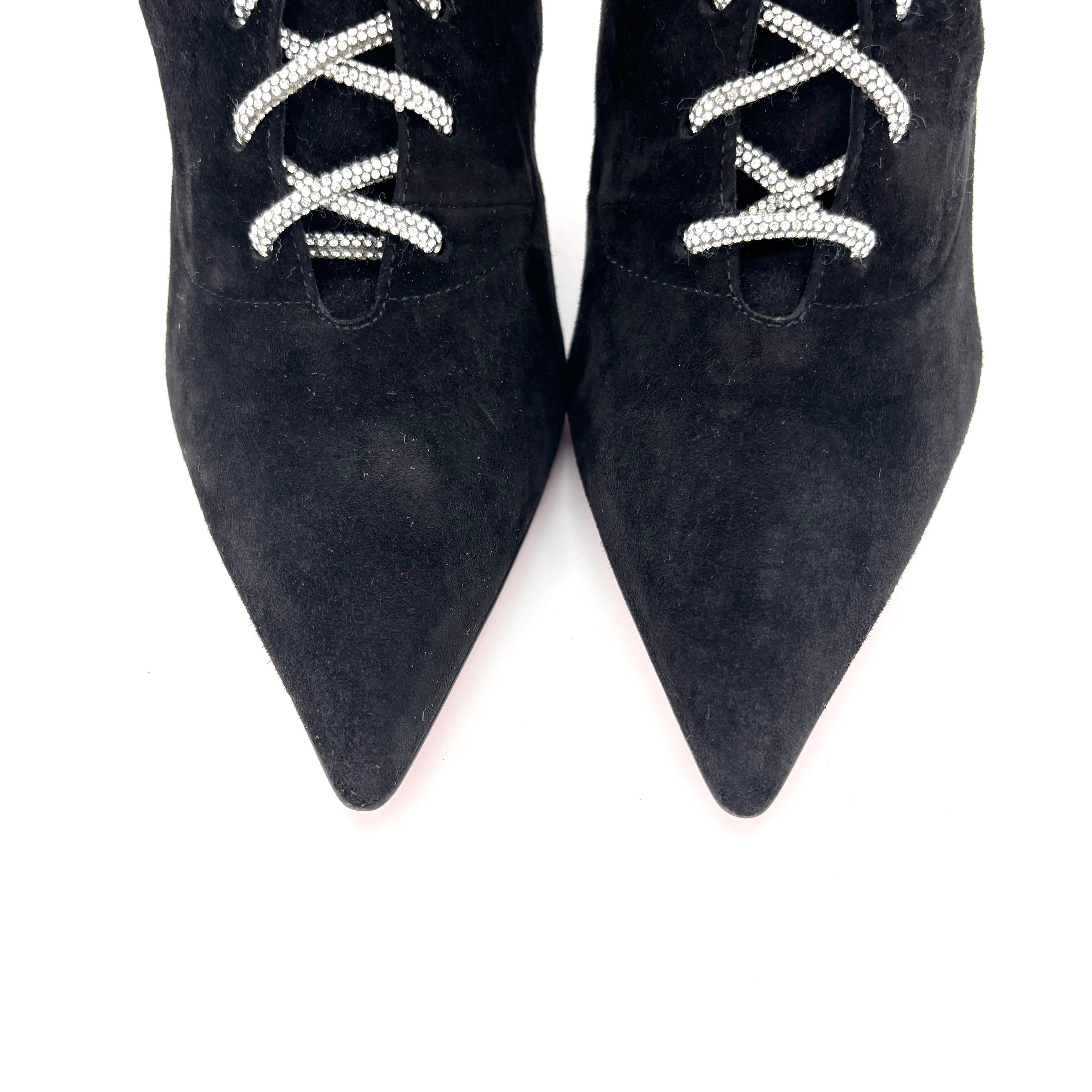 NUEVO Christian Louboutin Astrid Botín Encaje Strass 85 Botas Adornadas 37 en venta 1